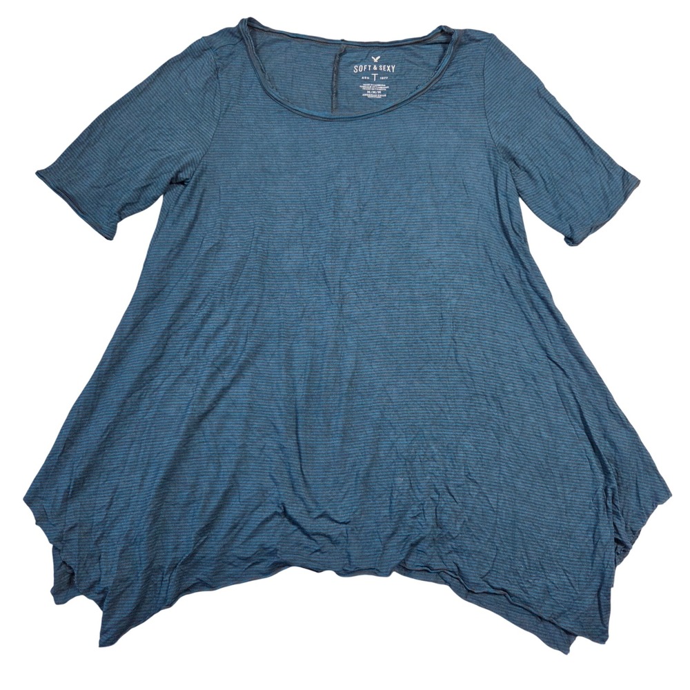 American Eagle Soft & Sexy Striped Shirt Womens M Preppy Y2k Style Casual Basic